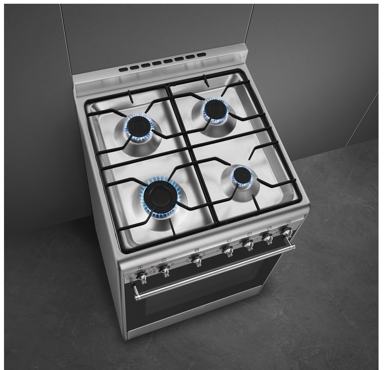 SMEG CX60GMX fornuis met gaskookplaat - 60cm
