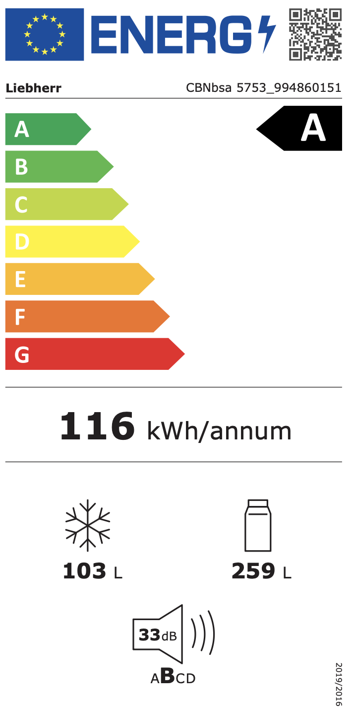 LIEBHERR CBNBSA575I23SD0 koel-/vriescombinatie - 201cm