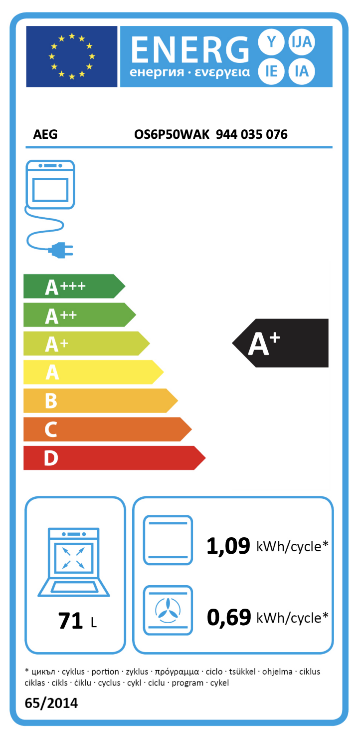 AEG OS6P50WAK 6000 multifunctionele oven - 60cm