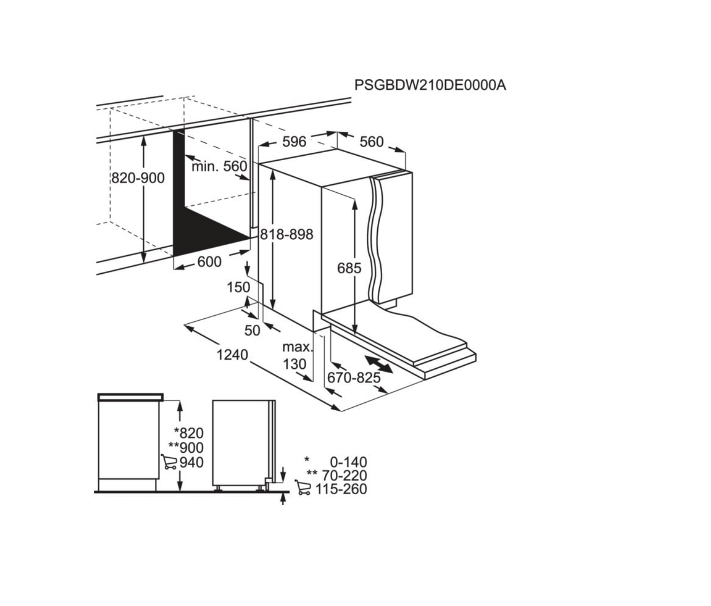 ELECTROLUX EEG67600L 700 vaatwasser volledig integreerbaar