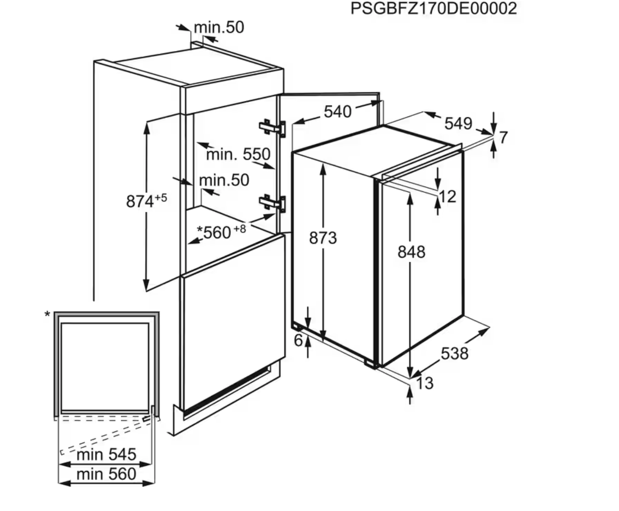 ELECTROLUX LUB3AE88S 600 inbouw vriezer - 88cm